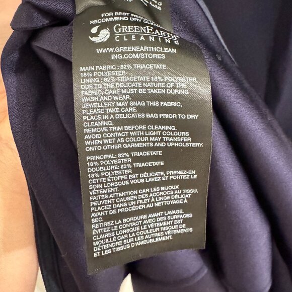 NEW WITH TAG Louland Mouret LONG SLEEVE COLLAR SATIN CREPE MIDI DRESS NAVY US4 - Picture 9 of 9